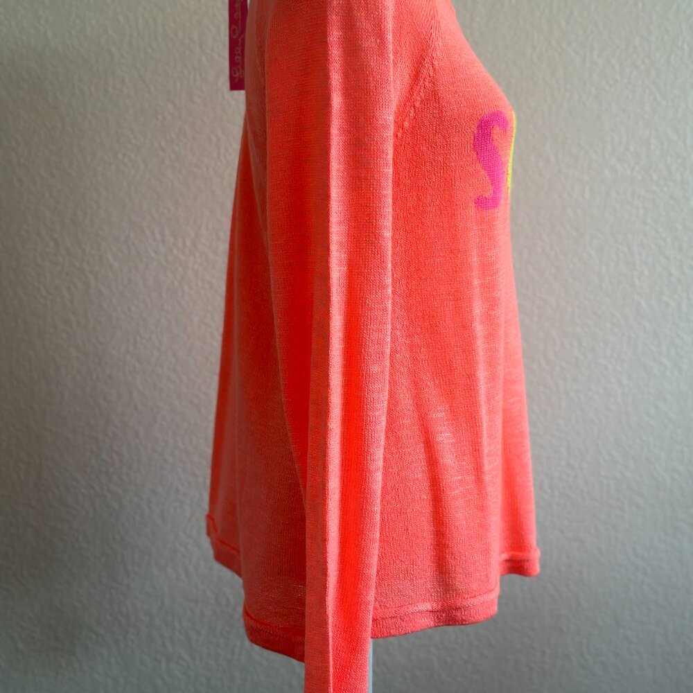 NWT Lilly Pulitzer “SUNNY” Danette Sweater – Papaya Punch Sunny Intarsia Size: L - Picture 4 of 10